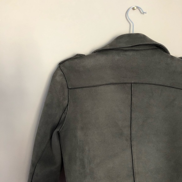 Zara Faux Suede Moto Jacket - Green Grey Colour - Picture 6 of 6
